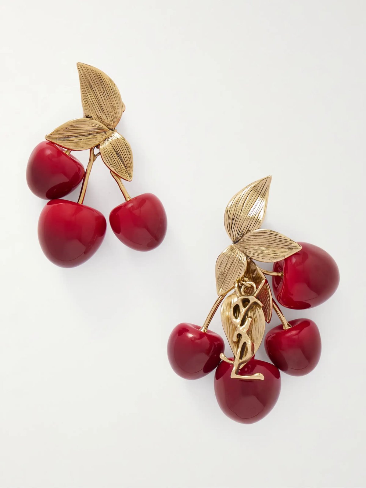 Cerises gold-tone and resin clip earrings - red - One Size