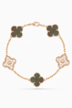 Unused Vintage Alhambra 5 Motifs Bracelet in 18kt Rose Gold