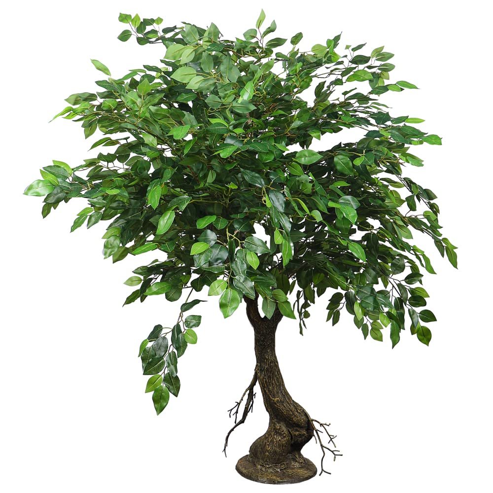 Yatai Decor Nearly Natural Artificial Ficus Tree, 1.2 Meters Tall, Plastic Pot with Moss Grass Arrangement, For Home Indoor Outdoor Decoration - Garden Plants - Office Plants