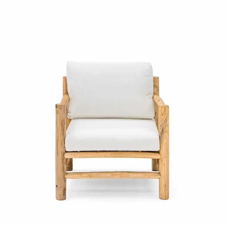 Sophia Outdoor Single Seater in Natural Wood with Cushion