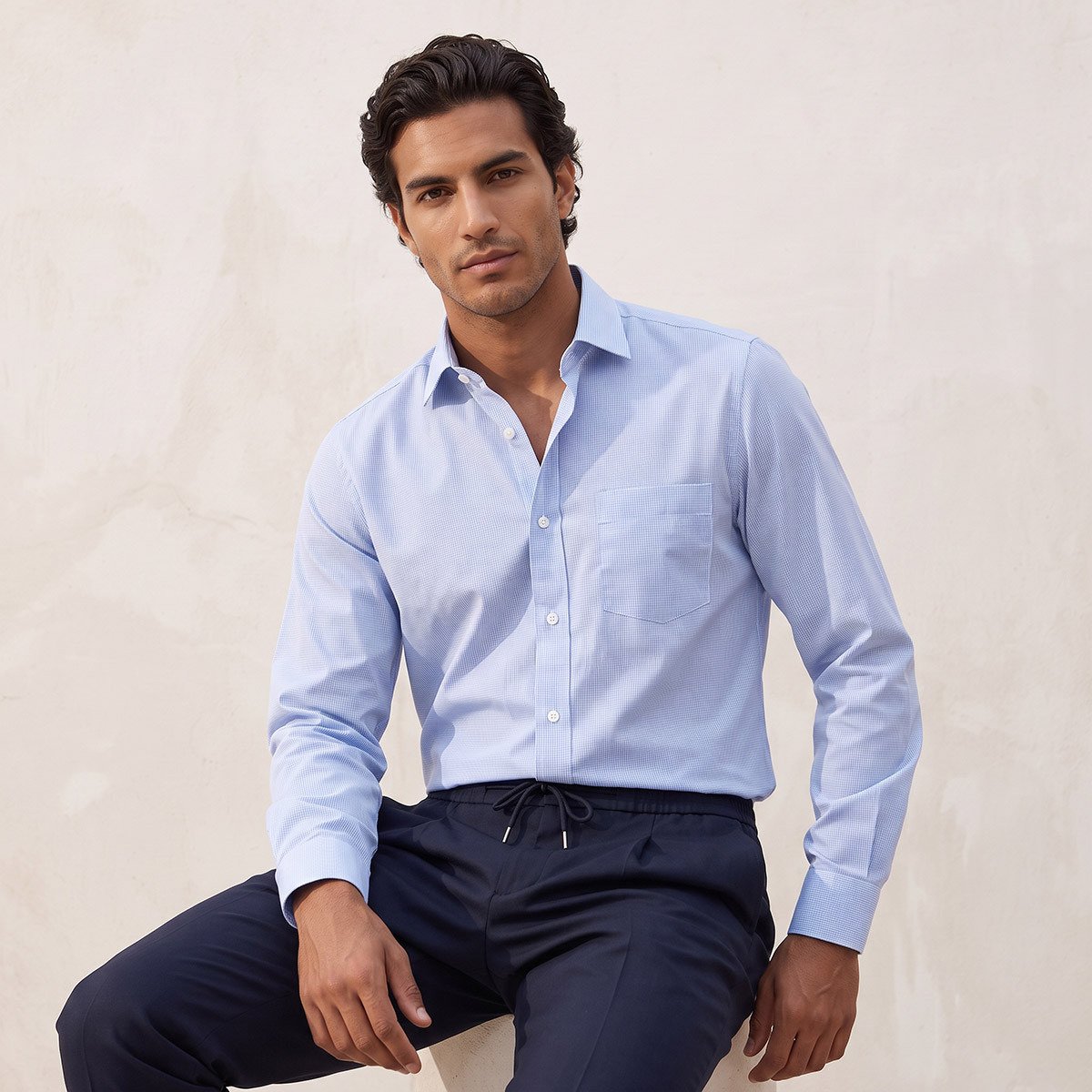 Regular Fit Checked Long Sleeves Shirt