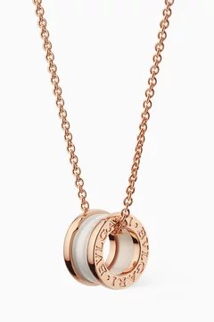 Rose-gold B.zero1 Pendant With White Ceramic Necklace