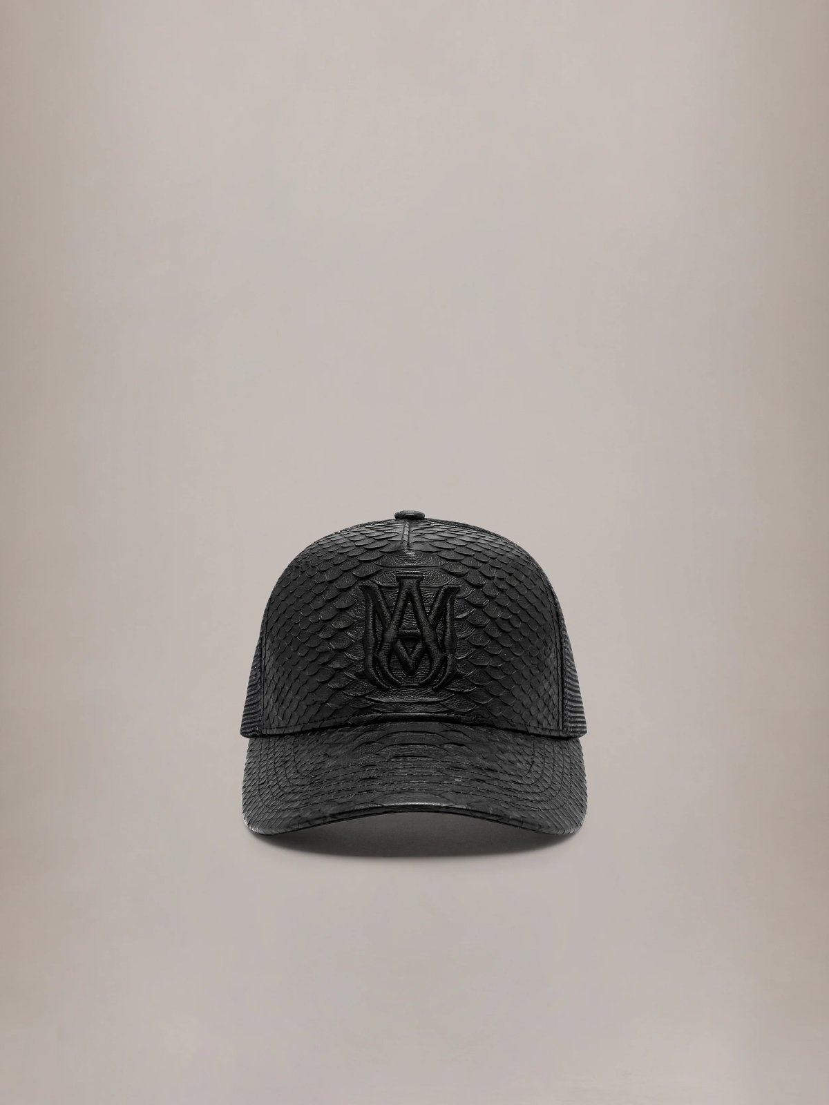 PYTHON EMBOSSED MA TRUCKER HAT - Black