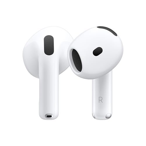 Apple AirPods 4 Wireless Earbuds, Bluetooth Headphones, with Active Noise Cancellation, Adaptive Audio, Transparency Mode, Personalized Spatial Audio, USB