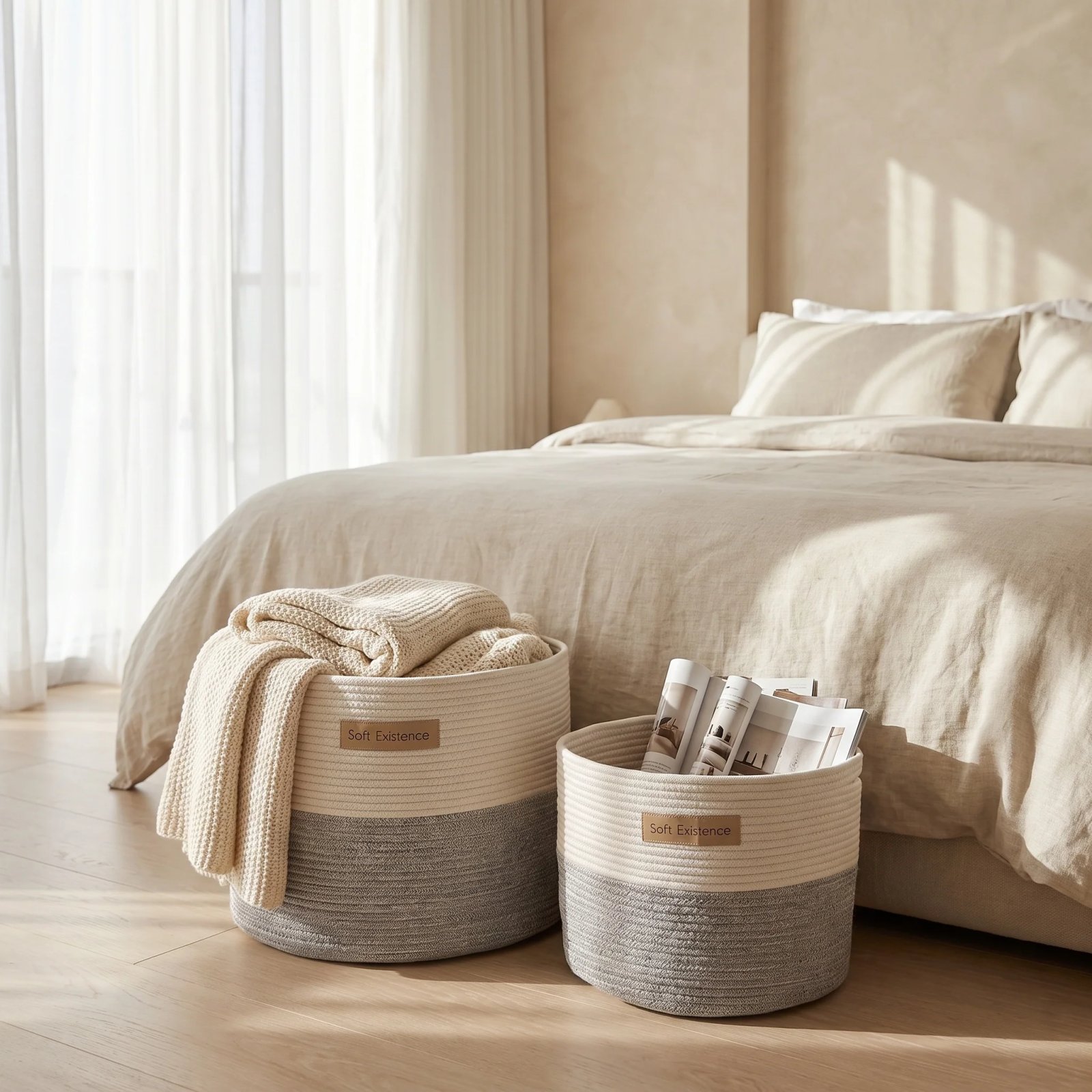 Woven Cotton Basket Set 2