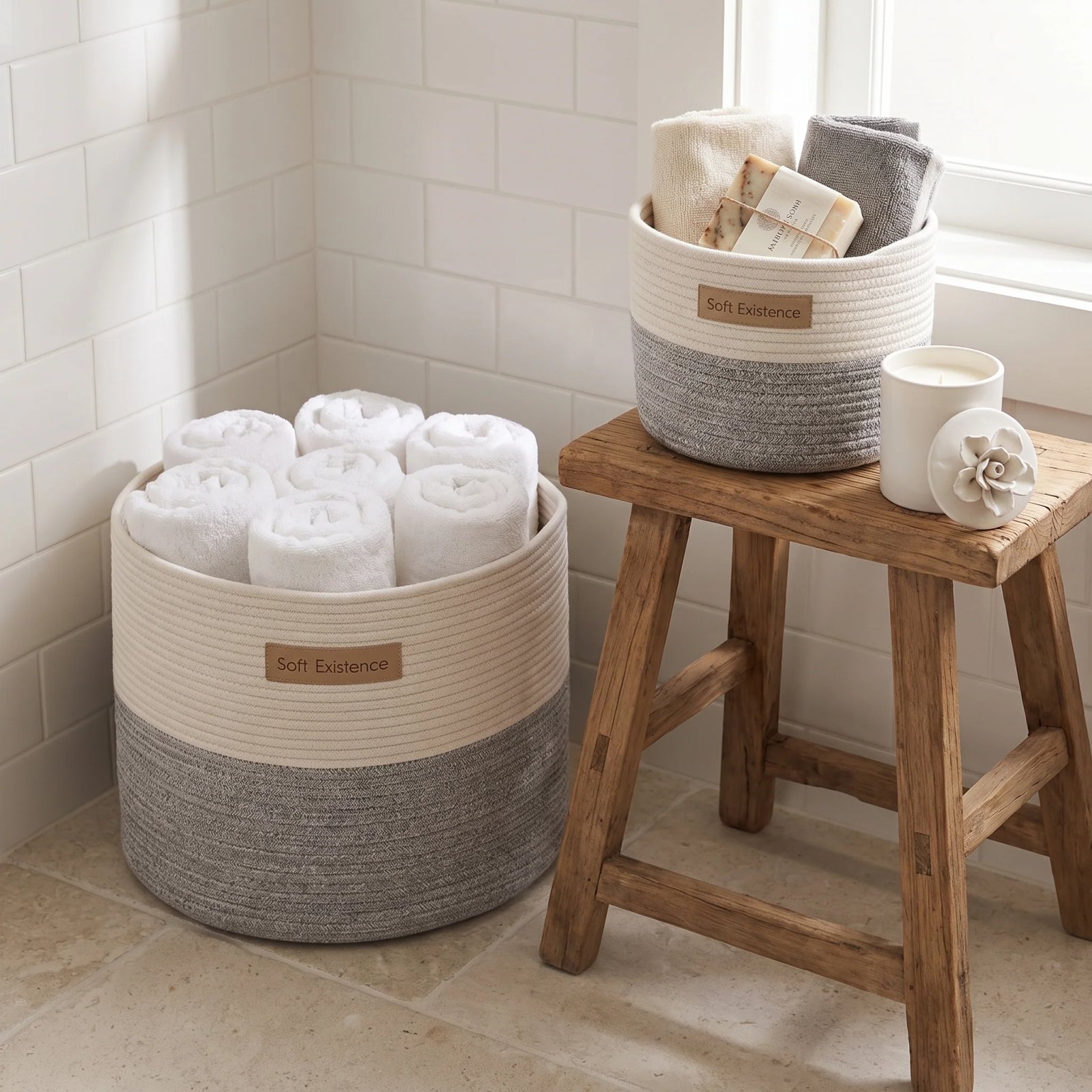 Woven Cotton Basket Set 4