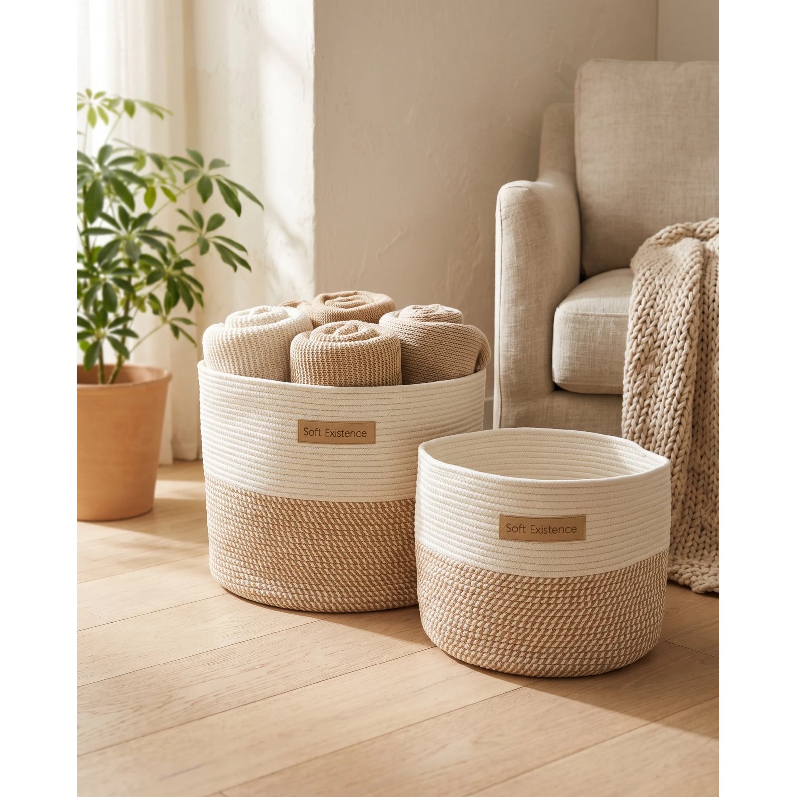 Woven Cotton Basket Set 7