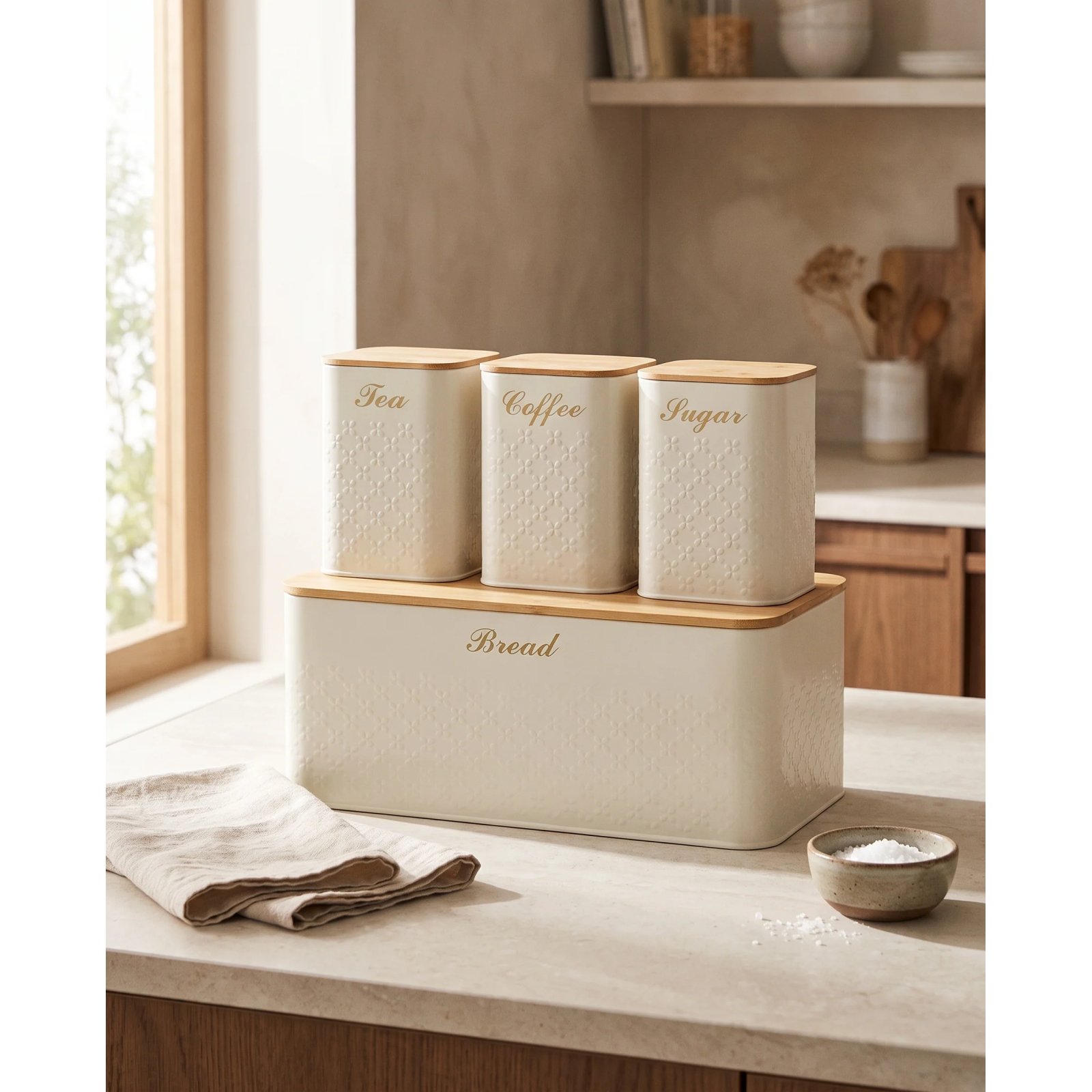 Maison Cream 4-Piece Canister & Bread Bin Set 2