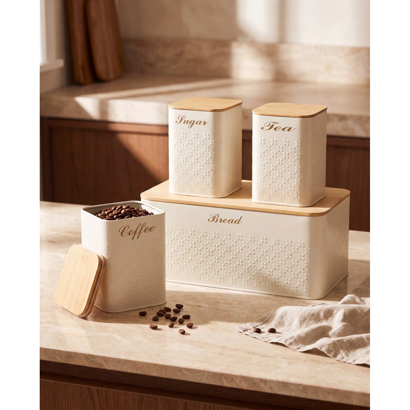 Maison Cream 4-Piece Canister & Bread Bin Set 4