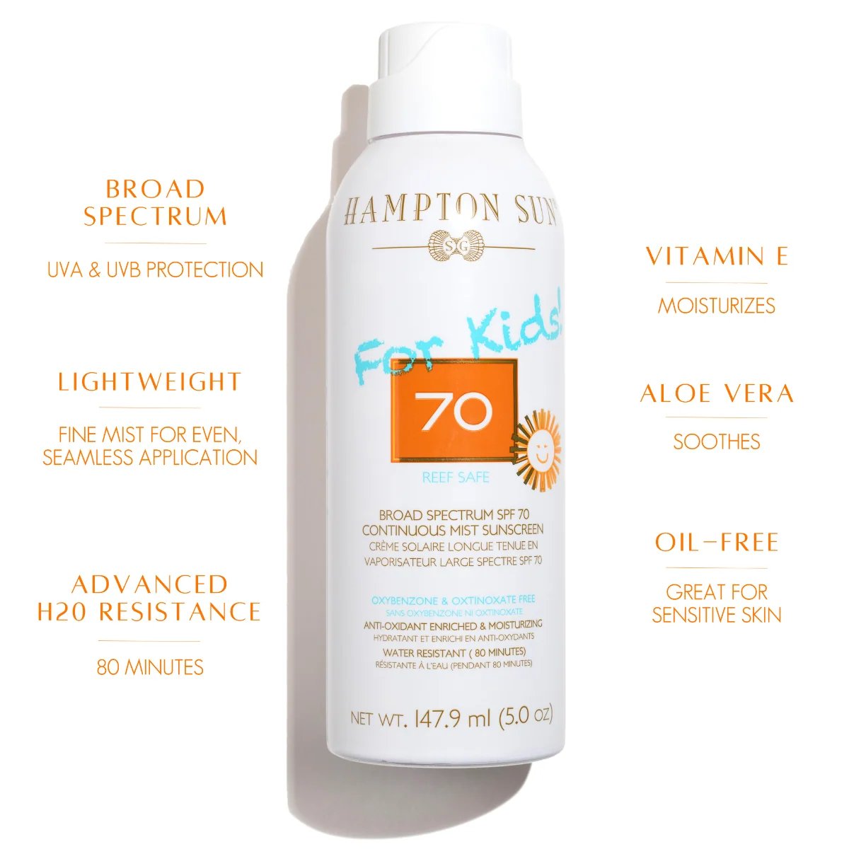 Hampton Sun SPF 70 For Kids Continuous Mist 147.9ml 2