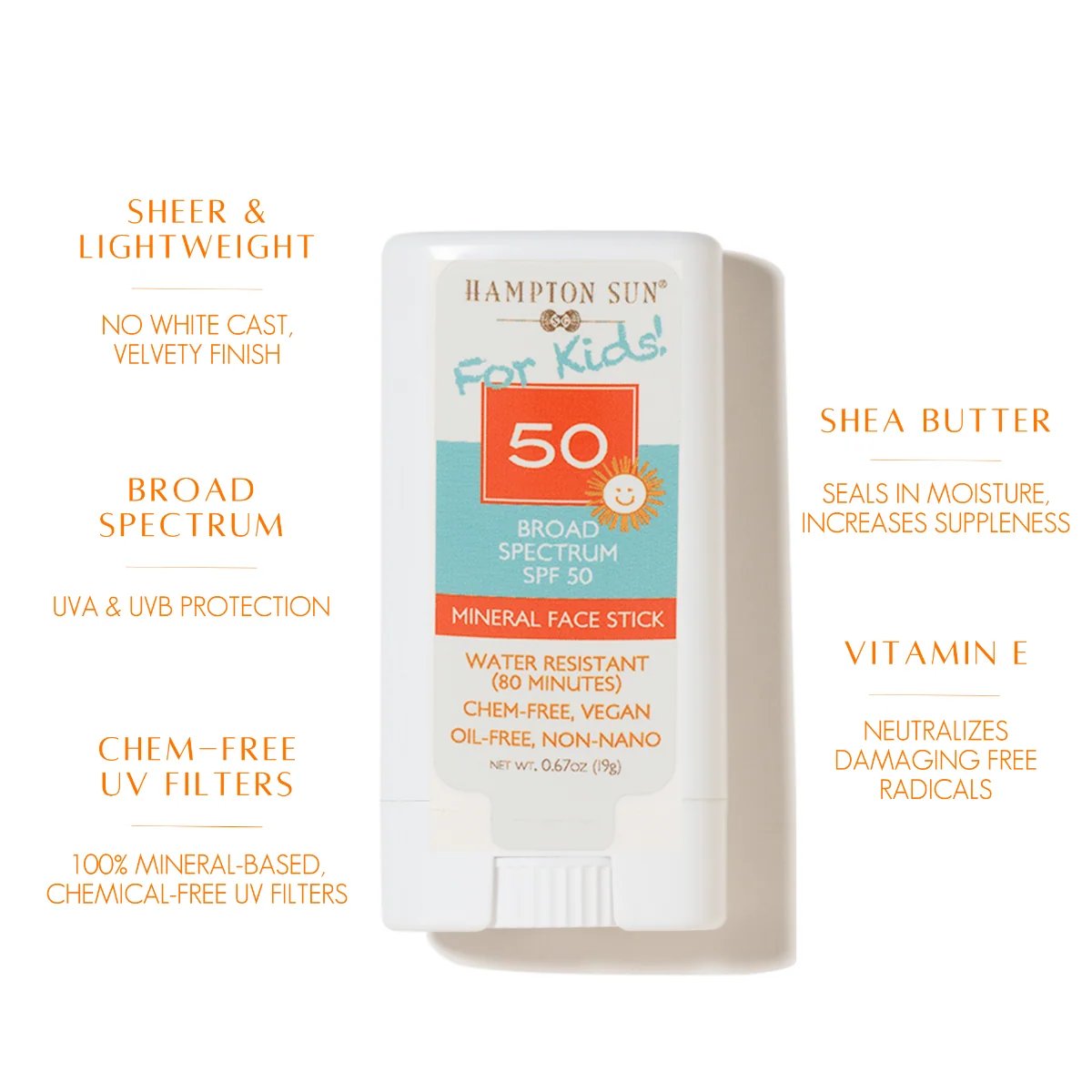 Hampton Sun SPF 50 Kids Mineral Face Stick 19g 2