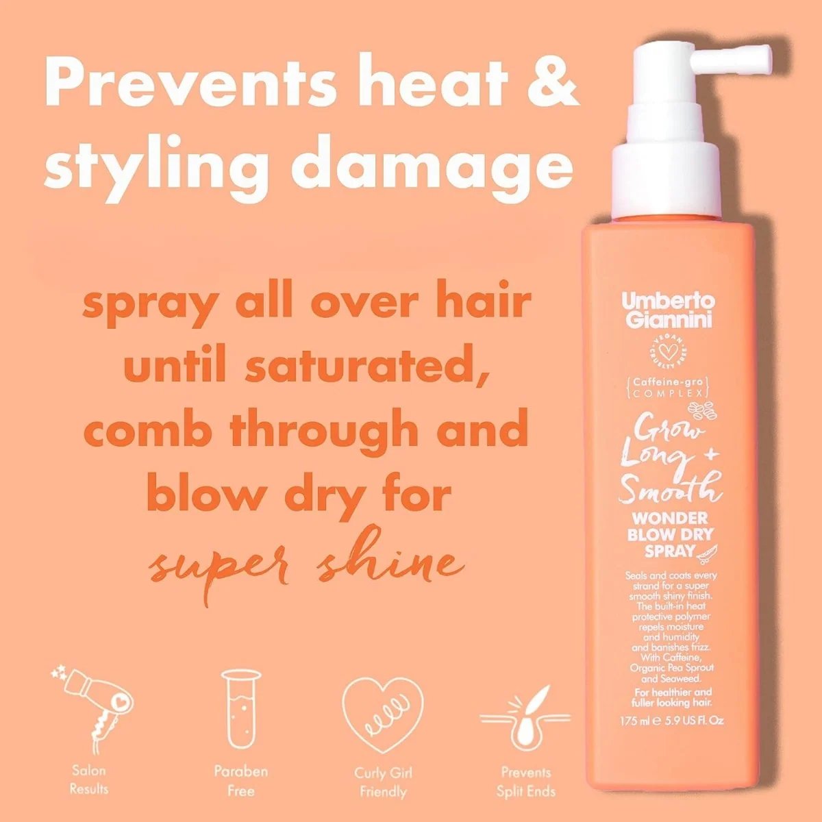 Umberto Giannini Grow Long & Smooth Blow Dry Spray 150ml 3