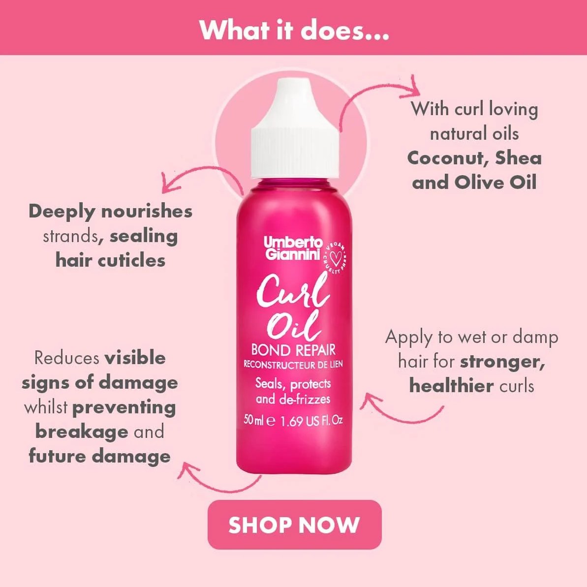 Umberto Giannini Curl Oil Bond Repair 50ml 5