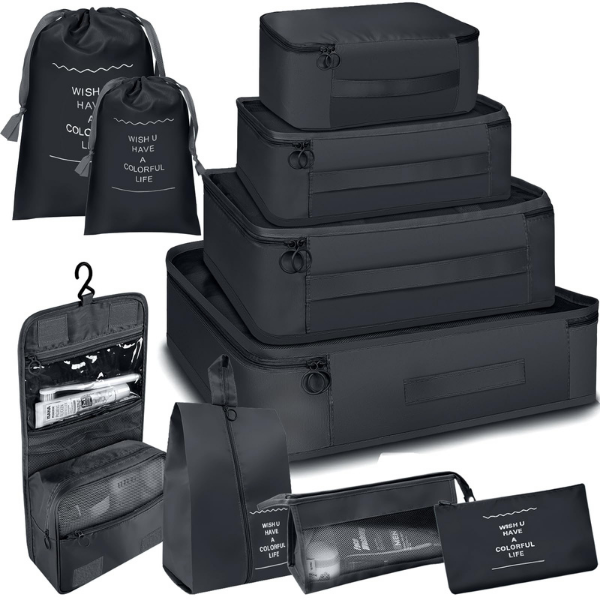 WVLIROD 10 PCS Packing Cubes Set Travel Organizers Bags For Suitcase Luggage Packaging