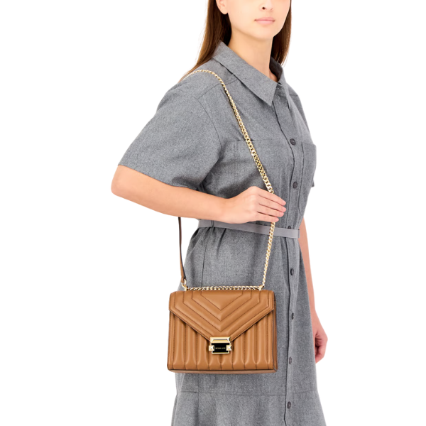 Women Brand Logo Shoulder Bag, Brown 3