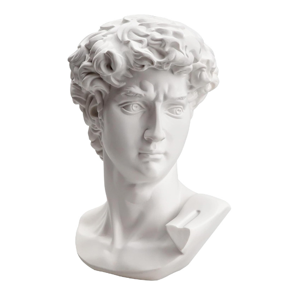 LAIKEARTS White David Bust Statue, Handmade Resin Sculpture, Greek Retro Sculpture, Room Decoration, Living Room Decoration, Desktop Ornaments, Gifts for Family, Friends