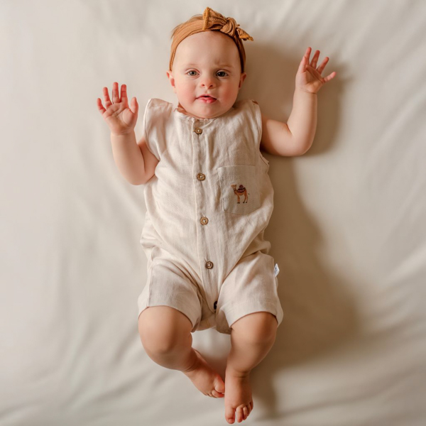 Tickle Camelot Organic Muslin Romper 0-3 Years