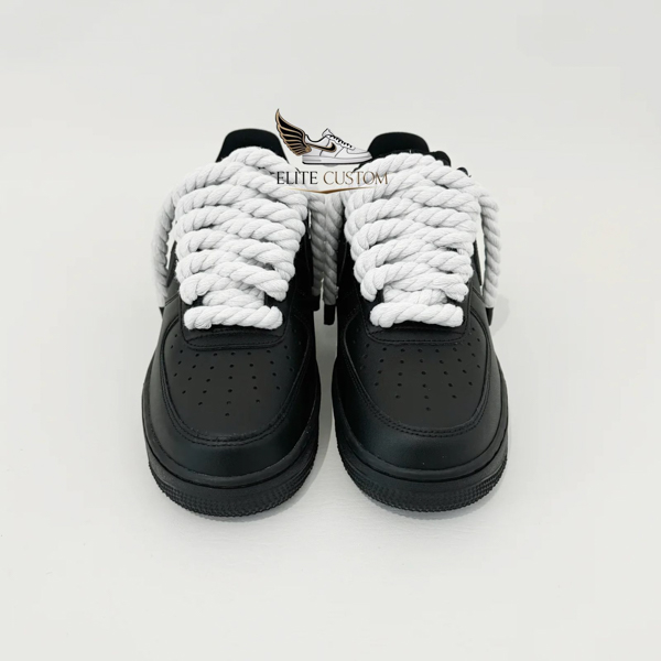 White Rope Laces Black Af1 4