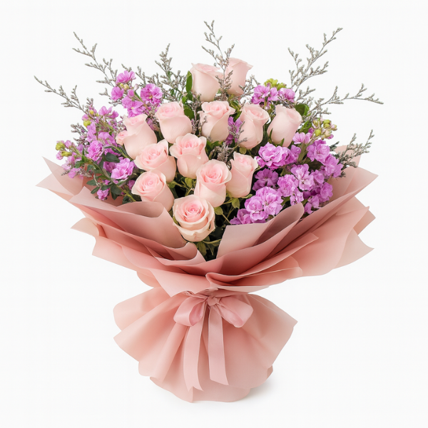 HB-0037 – Blush Elegance Pink Rose Bouquet