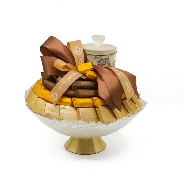 Golden Indulgence Chocolate Bowl with Jar