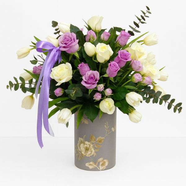 mixb-55 – Lavender & Ivory Harmony Floral Vase