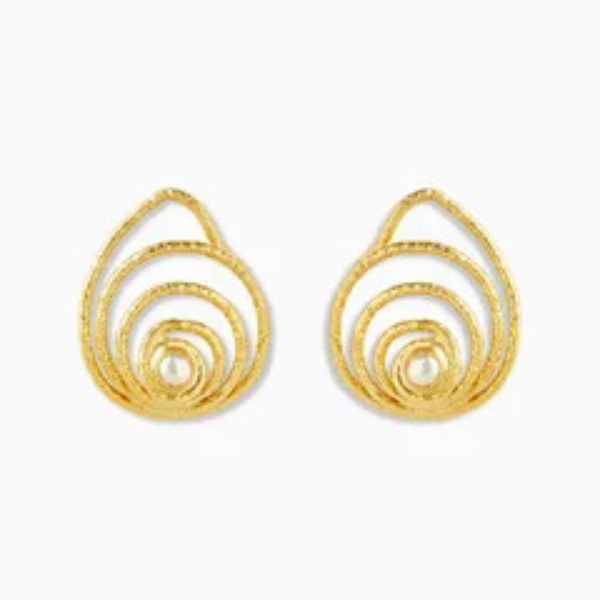 Swirl Pearl Earrings in Plated Metal