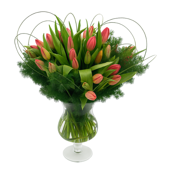 otv-40 – Blush Garden Tulip Vase Arrangement