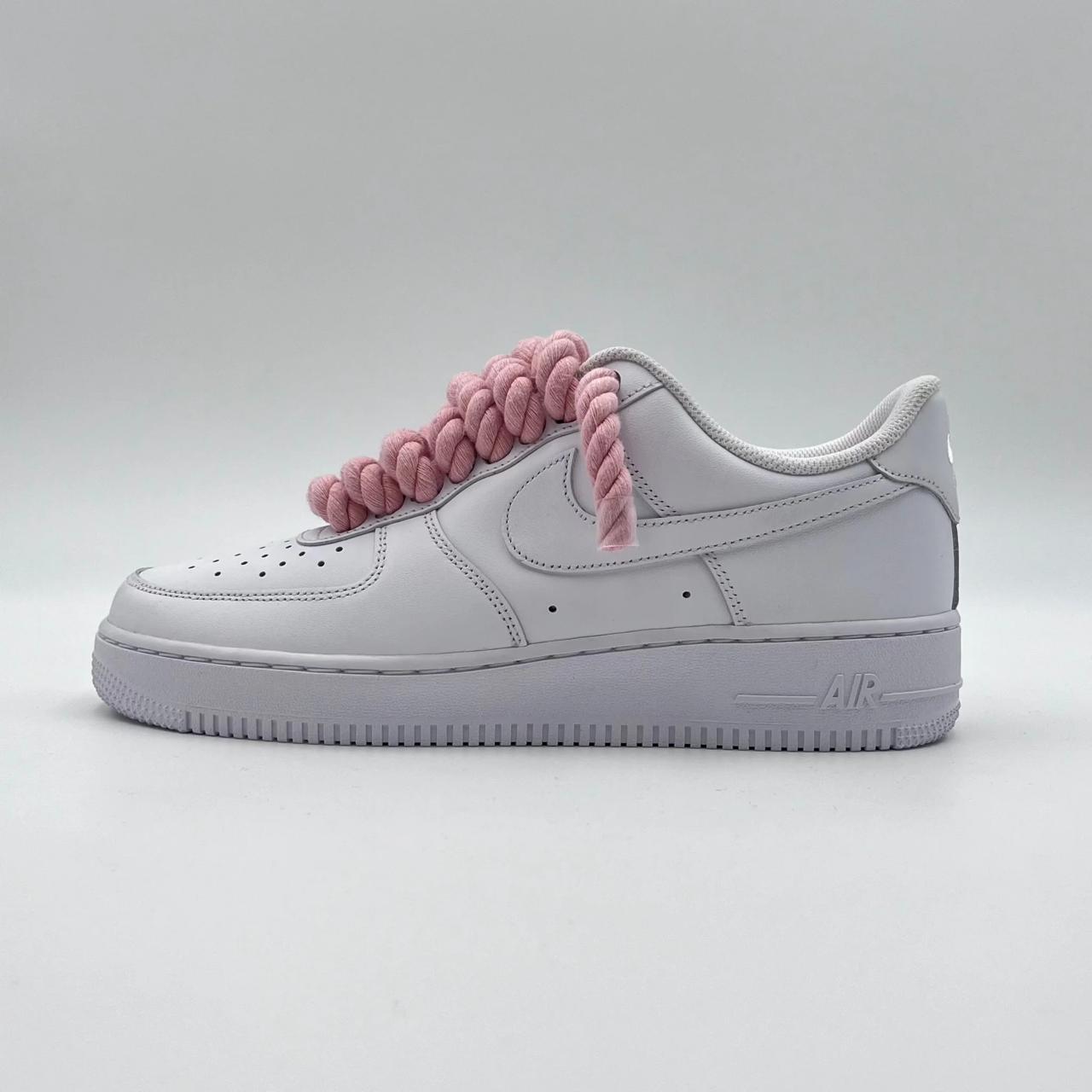 Pink Rope laces white Af1 2