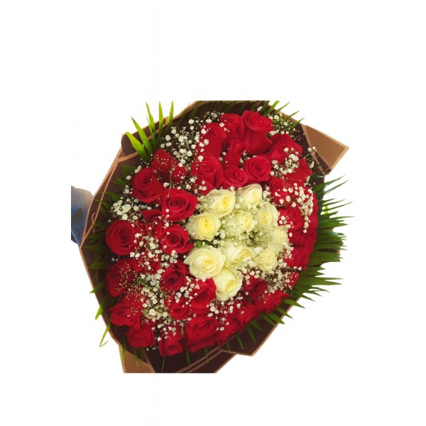 Eternal Passion – Red & White Rose Bouquet