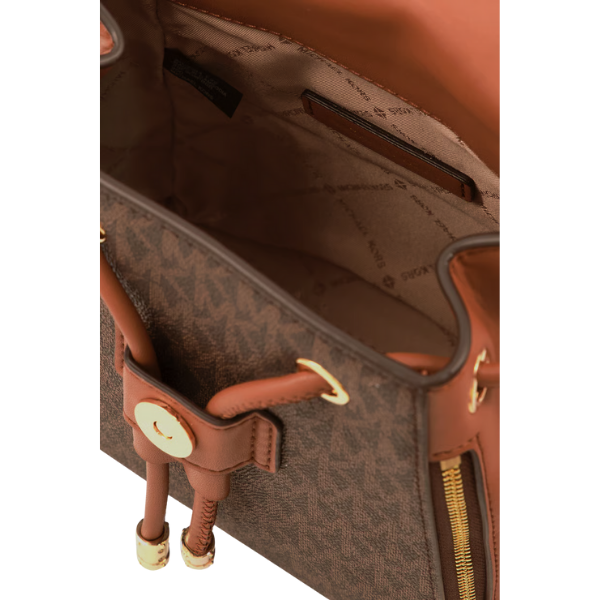 Women Phoebe Brand Logo Backpack 22 H x 18 L x 9 W cm, Brown 4