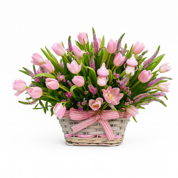 NBGBOV-0225 – Baby Girl Pink Tulip Welcome Basket