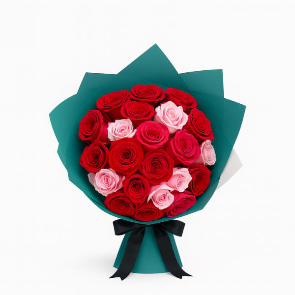 Eternal Charm – 30 Red & Pink Rose Bouquet
