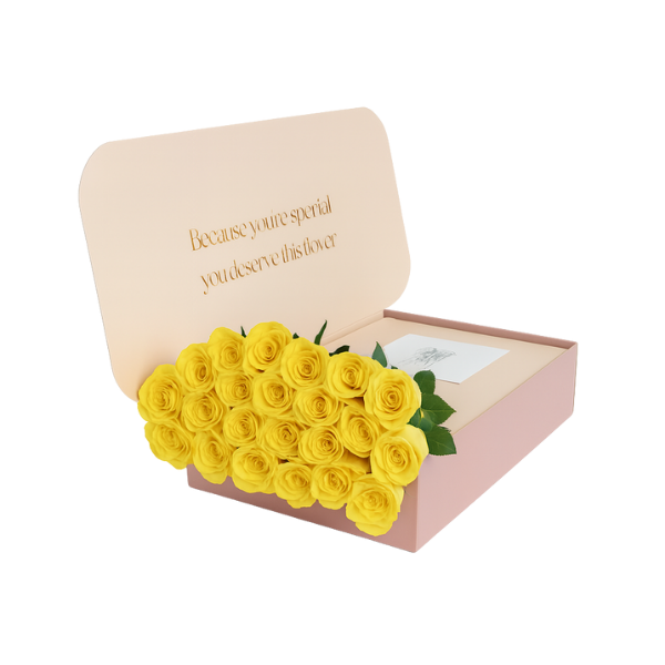 Yellow Roses Sunshine Gift Box – 18 Premium Roses