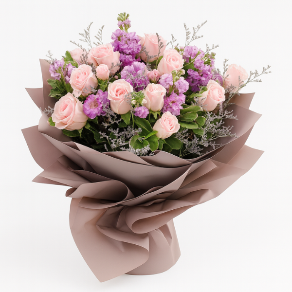 HB-0012 – Blush Garden Pink Rose Bouquet