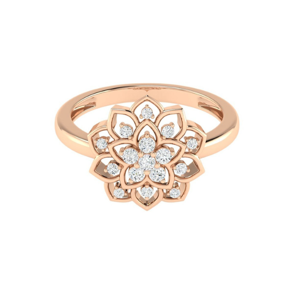 18K Gold Lotus Crest Ring with Diamonds 4