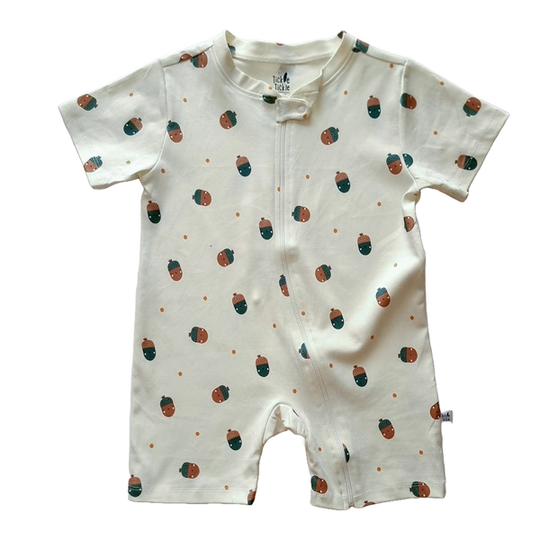 Tickle Lil Peacan Organic Short Zip Playsuit Newborn to 3 Years 2