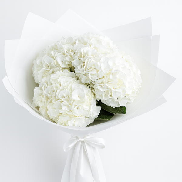 Pure Grace Bouquet – 7 White Hydrangeas