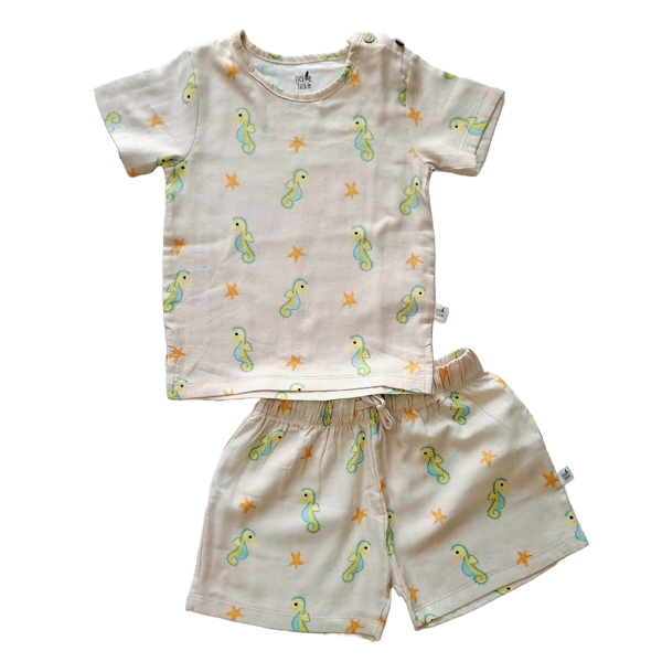 Tickle Sea Sparkle Organic Muslin Shorts and Tee Set 6 Mth to 5 Yrs 2