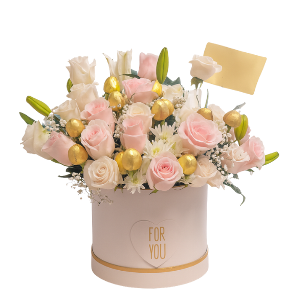 Golden Whisper – Pink & White Floral Box