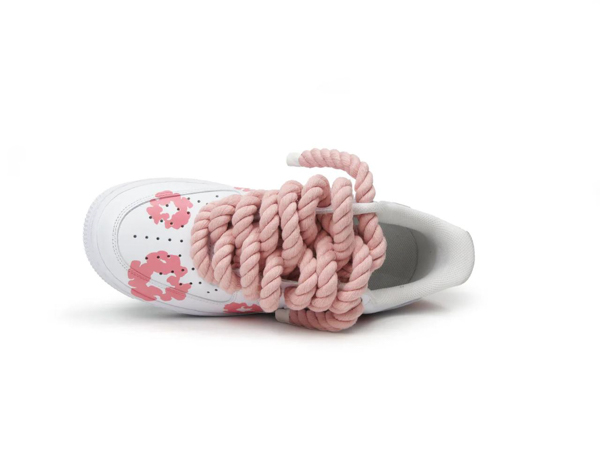 Customized Rope laces pink denim Tears Af1 3