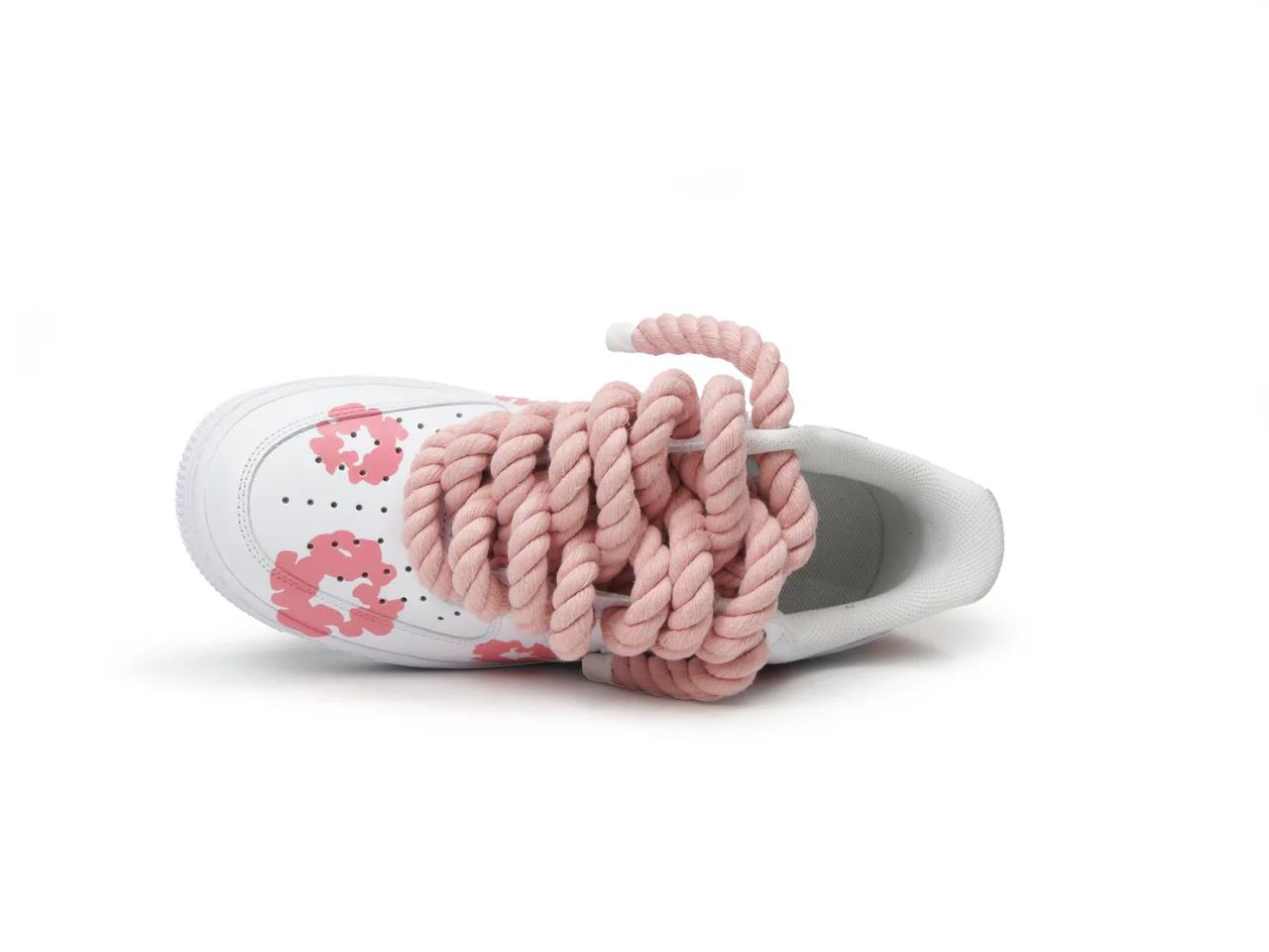 Customized Rope laces pink denim Tears Af1 2