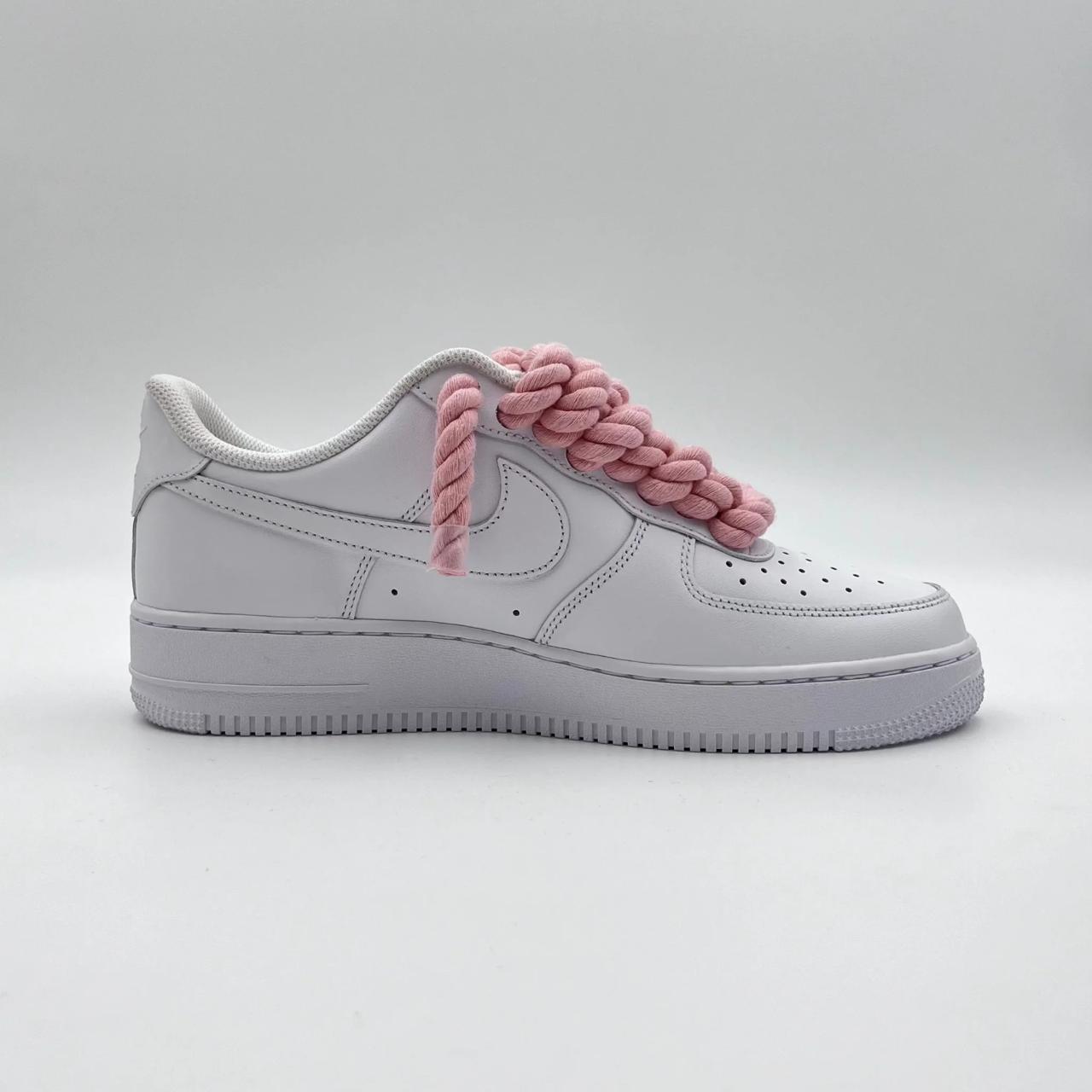 Pink Rope laces white Af1 3