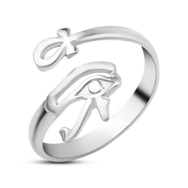 925 Silver Ankh and Eye of Horus Ring