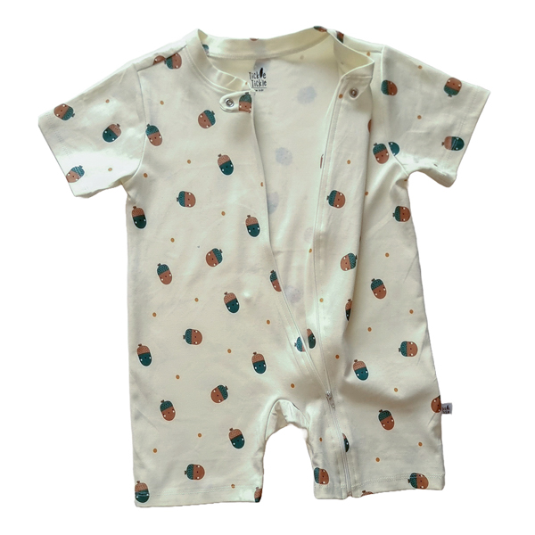 Tickle Lil Peacan Organic Short Zip Playsuit Newborn to 3 Years 3