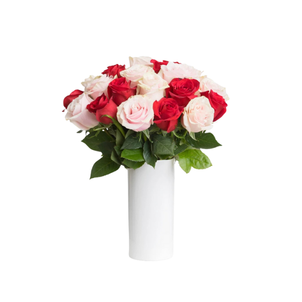 Eternal Romance – Red & Pink Roses Vase