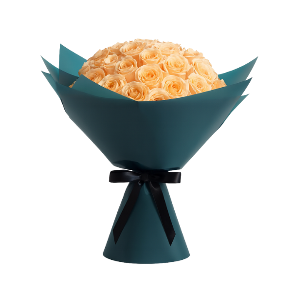 Golden Grace – 19 Peach Rose Bouquet
