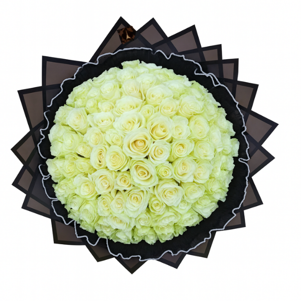 101 White Roses Grand Bouquet – Pure Elegance Collection