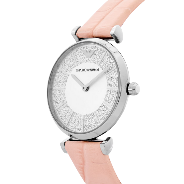 Women AR11543 Leather Strap Analog Watch 32 mm, Light Pink 4