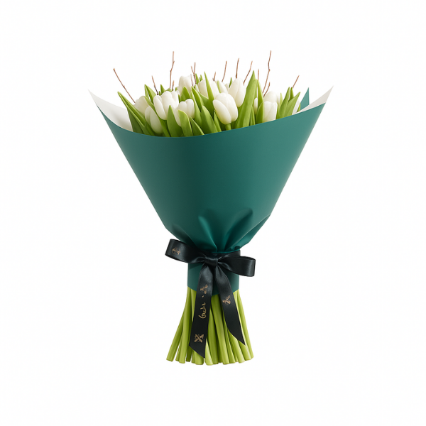 Pure Serenity – 30 White Tulip Bouquet