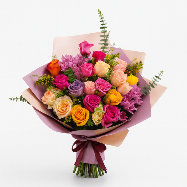 HB-0006 – Rainbow Rose Garden Premium Bouquet